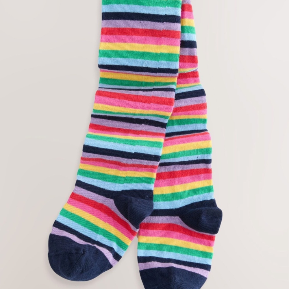 Navy Blue Cotton Rich Stripe Tights